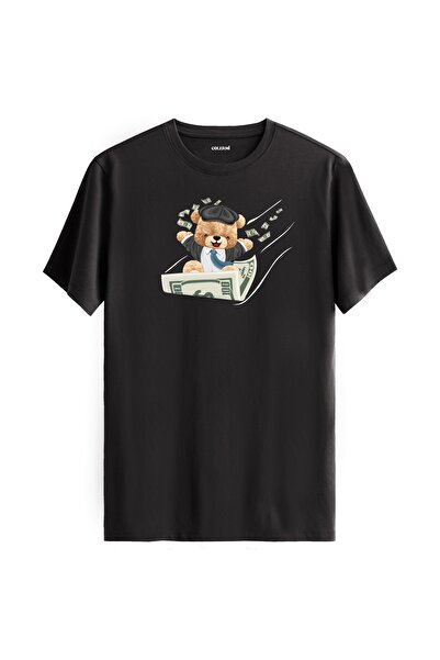 Colermi تي شيرت مطبوع عليه دمية دب Moneyboat - تي شيرت بتصميم دمية دب ممتع مص...
