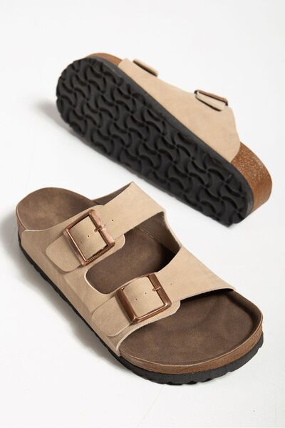 Elisay Moda YÜRÜMEK BIZIMLE GÜZEL Unisex Orthopedic Sole Slippers Double Strap Buckle Daily & Out Slippers