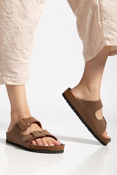 Elisay Moda YÜRÜMEK BIZIMLE GÜZEL Unisex Orthopedic Sole Slippers Double Strap Buckle Daily & Out Slippers