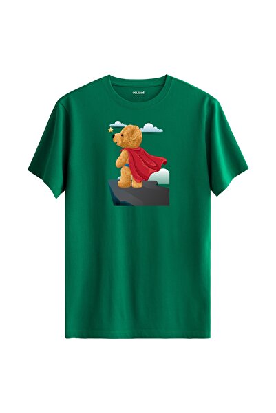 Colermi تي شيرت مطبوع عليه دمية دب سوبر هيرو للجنسين - تي شيرت قطن 100%