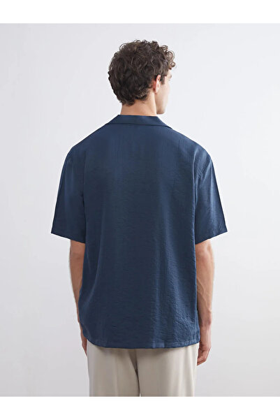 LC Waikiki Ανδρικό πουκάμισο με κοντό μανίκι LCW VisionPetrol Regular Fit Resort Collar