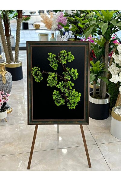 DDTREND MODERN TASARIM 3 BOYUTLU ÇERÇEVELİ YAPAY ÇİÇEKLİ MDF PLAKA TABLO BONZAİ AĞAÇ DUVAR ARANJMAN 60-80 CM