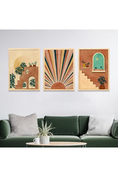 ARTCASTLE 3'lü Ahşap Çerçeveli Tablo Seti notdesert