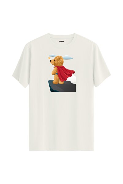 Colermi تي شيرت مطبوع عليه دمية دب سوبر هيرو للجنسين - تي شيرت قطن 100%