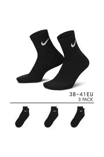Nike Set of 3 DRI-FIT Mid-Calf Sweat-Absorbing Sports Socks, Black Neutral, SX7677-010M, Size 38-41E