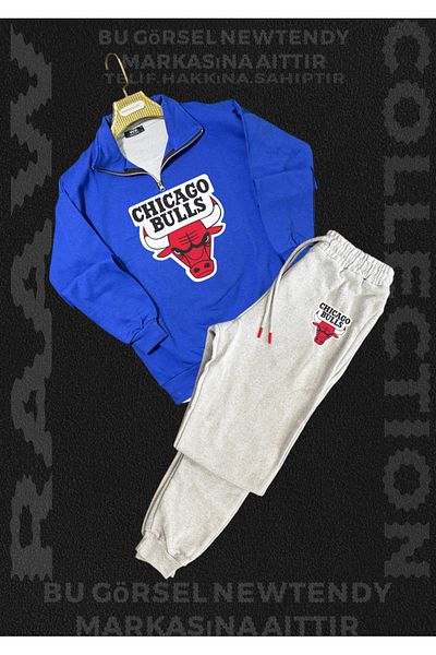 NEW TRENDY COLLECTİON Chigago Bulls Fan Dikyaka Sweatshirt Sweatpants 2 Fan Set Combination