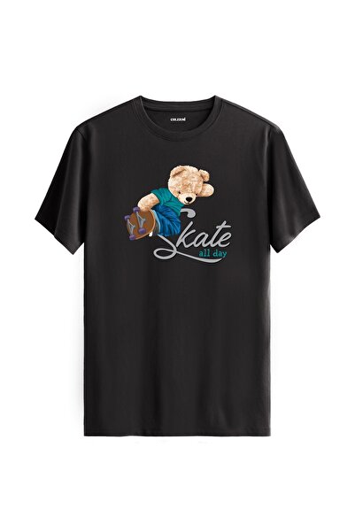Colermi تي شيرت مطبوع عليه دمية دب Skate All Day - تي شيرت بتصميم قطن 100%