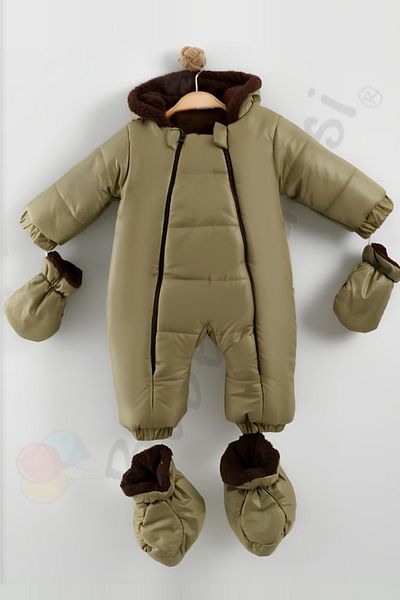 Ofislot New with Booties Inside Plush Gloves Hooded Children Snow Winter Baby Boy Astronaut Jumpsuit Cosmonaut Coats