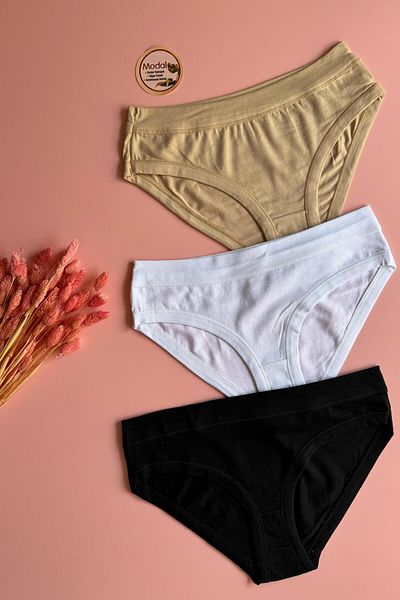 VicTroy Capital |   Piping 3-Piece Skin, Black and White Triangle Women's Panties Feel Soft Touch (Elosia-51E05)