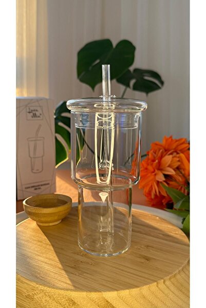 Vovo Concept Origami Pipetli Kapaklı Cam Bardak 500ml