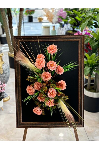 DDTREND ÖZEL TASARIM TABLO 3 BOYUTLU ÇERÇEVELİ PEMPE YAPAY ÇİÇEK PAMPAS HEDİYELİK DUVAR ARANJMAN 50-70CM