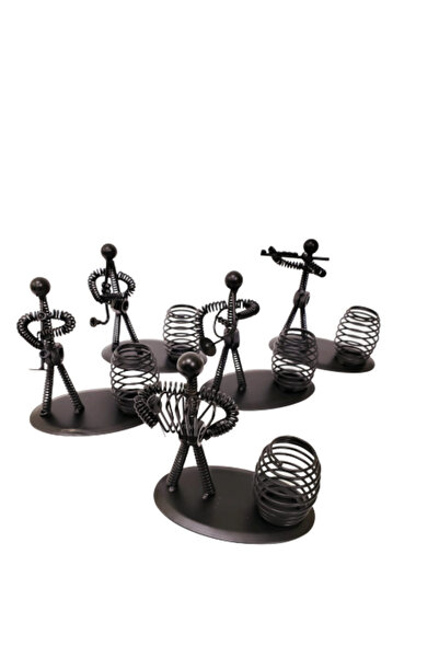 HSDemirci Suport decorativ pentru pix din metal, cu figurină muzician