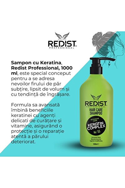 Redist Professional Hair Repair, Protection & Hydration Set with Keratin — Shampoo 1000 ml, Mask 5