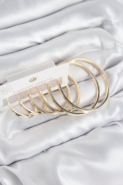 Epilons Brass Hoop Model Gold Color Women's Set Earrings - Tj-Bkp11051 Zenvia...