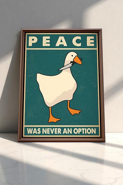 Nuqta Canvas Painting - Funny Duck Design in Vintage Poster Style