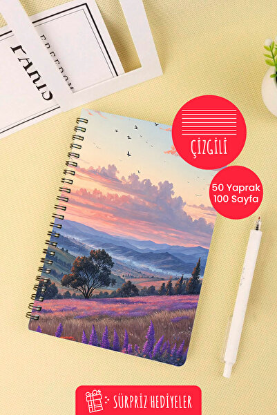 Anime Marketi دفتر مدرسي حلزوني مقاس A5 بتصميم مناظر طبيعية 50 ورقة 100 صفحة ...