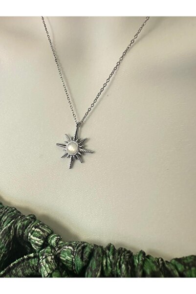 Uno Di Famiglia Elegant Steel Necklace with Enamel Pole Star, Minimalist Necklace, Steel Necklace