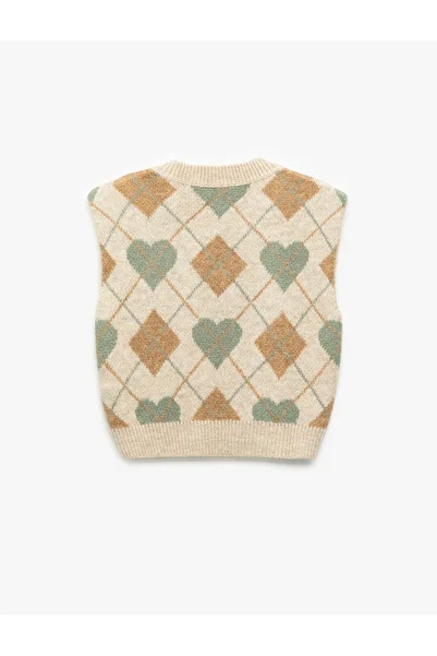 Koton Baklava Patterned V-Neck Sleeveless Knitwear Sweater