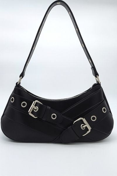Silblack Women's Bag with Adjustable Shoulder Strap with Buckle – Stylish Buckle Detailed Model