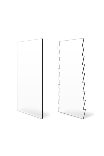 Choice4 مجموعة مكونة من قطعتين من مكشطة الكيك الأكريليكية لتزيين الكيك بخطوط محيطية ومشط ومنشار وأسنان ناعمة