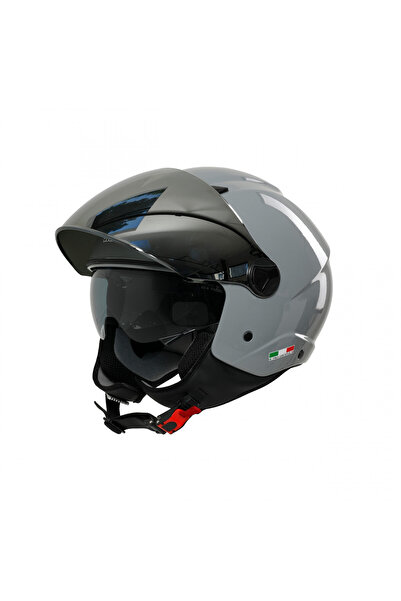 MOTOSPARTAN SWAY SW 765 AYNALI VİZÖRLÜ YARIM KASK NARDO GRİ
