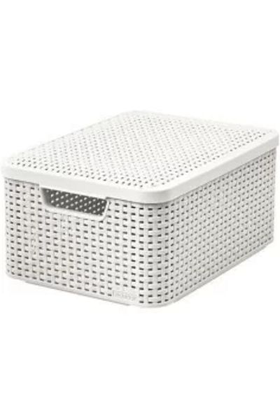 CURVER Laundry basket, Curver, 2 handles, with lid, plastic, cream, 40 L