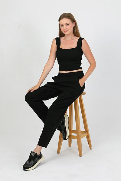 TANISA Nomira Elastic Waist Gabardine Trousers Tns-4156