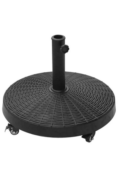 ART Umbrella stand 38-48 mm, with wheels, round, HDPE, rattan imitation, black, 52 x 41 cm