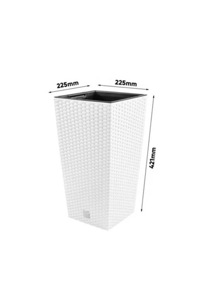 Prosperplast Decorative Flower Pot, Prosperplast, Rato, Rattan Imitation, Square, White, 22.5 x 22.5 x 42.1 cm