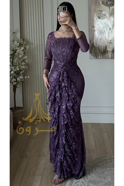 MEZON FASHION Purple Lace Evening Dress