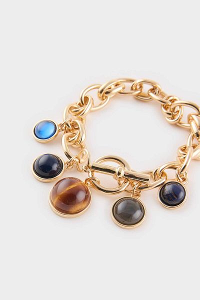 DeFacto Women's Colorful Stone Gold Bracelet F6636Axns