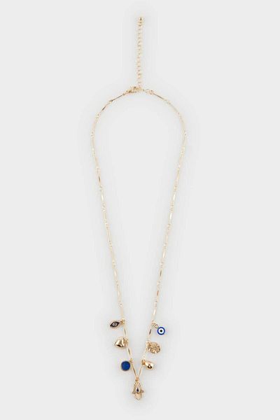 DeFacto Women's Colorful Stone Gold Necklace F6687Axns