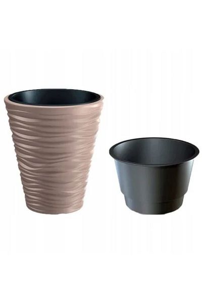 Prosperplast Decorative Flower Pot, Round, Brown, 18/37 L, 38.8 x 43.6 cm, Sand