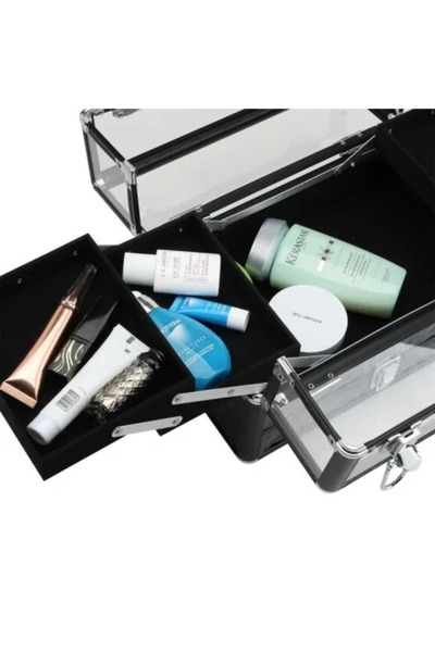 ART Cosmetic/Accessory Bag, Aluminum, Black, 6 Compartments, 30 x 18.5 x 22 cm