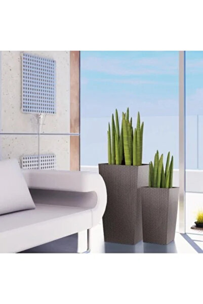 Prosperplast Διακοσμητική γλάστρα, Rato, απομίμηση ρατάν, τετράγωνη, καφέ, 32,5 x 32,5 x 61 εκ.