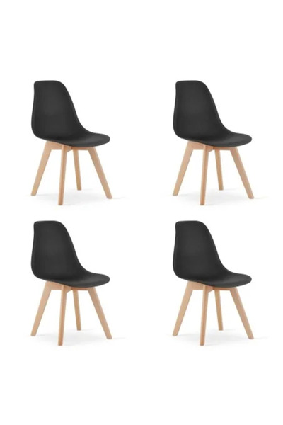 Artool Set 4 scaune bucatarie/living, Artool, Kito, PP, lemn, negru si natur,...
