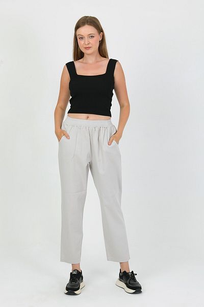 TANISA Nomira Elastic Waist Gabardine Trousers Tns-4156
