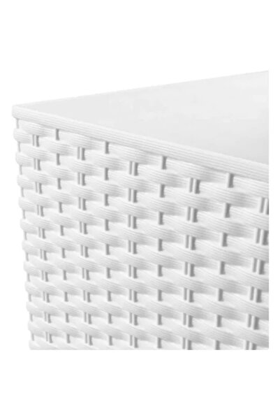 Prosperplast Τετράγωνη γλάστρα, RATO τετράγωνη, 32,5 x 32,5 cm, Υ 61 cm, απομίμηση rattan, λευκό