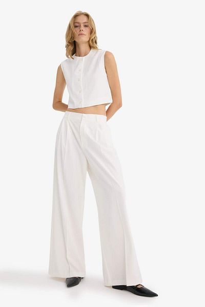 DeFacto Wide Leg Double Pocket High Waist Wide Leg Pants F7341Ax25Au
