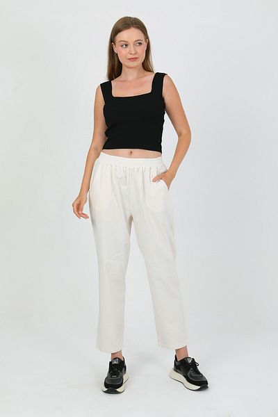 TANISA Nomira Elastic Waist Gabardine Trousers Tns-4156