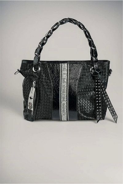 Işıltı kidss Jaxe black leather shoulder bag