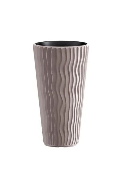 Prosperplast Decorative flower pot, round, tall, brown, 18/45 L, 39 x 70.8 cm, Sandy Slim