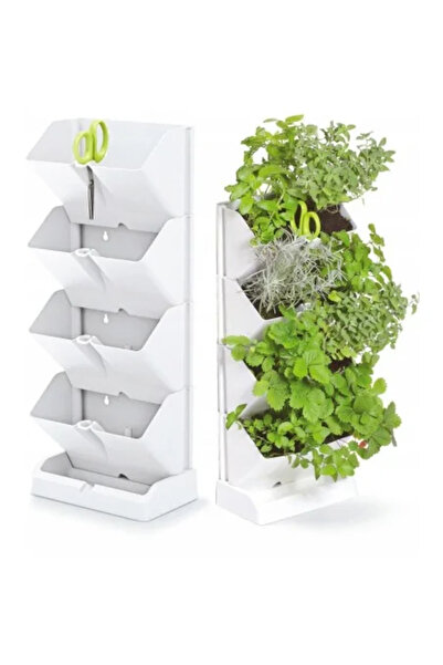 Prosperplast Ghivece decorative pentru flori, modulare, albe, 4 x 1 L, set de 4, 19,5 x 11,4 x 47,5 cm, Mini Cascade