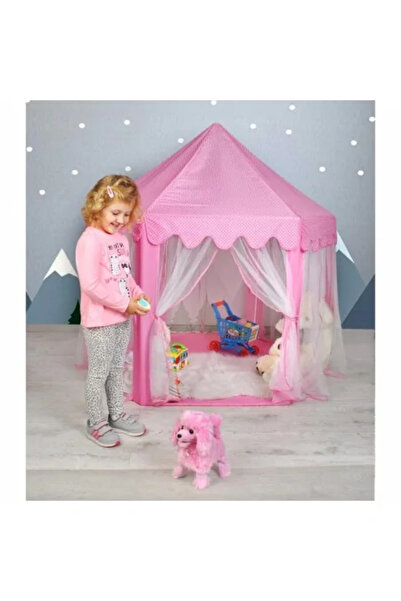 JollyMag Παιδική σκηνή παιχνιδιού, Kruzzel, εξαγωνική, με κουρτίνες, ροζ, 135 x 140 εκ.