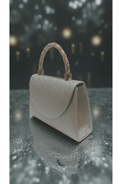 Butik Beyabags Sand Glitter Silver Hand Bag