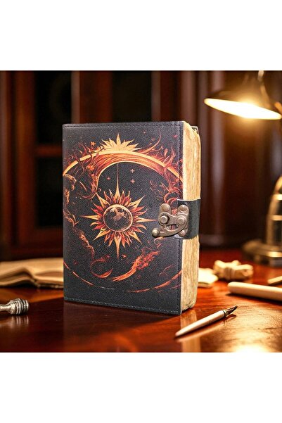 Kuzey Tacı Caiet din piele lucrat manual cu tematică Soare și Pământ – Jurnal...