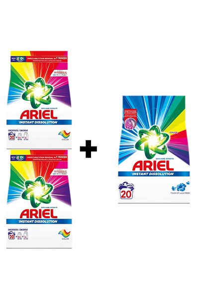 Ariel PACHET DETERGENT PUDRA AUTOMAT 2 X 1.5 KG COLOR + 1 X 1.5 KG TOUCH OF LENOR