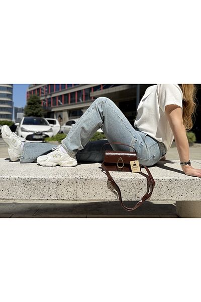 SİNİSA BAG Women's Gold Buckle Accessory Detailed Leather Hand and Shoulder Bag