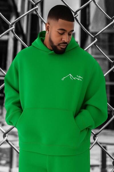 BENROMA Hanorac de mărime mare, din bumbac pieptănat cu 3 fire, cu imprimeu d...