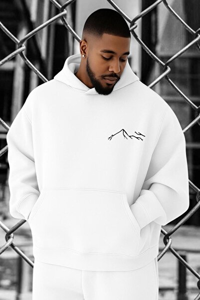 BENROMA 3-Ply Combed Cotton Mountain Printed Plus Size Sweatshirt